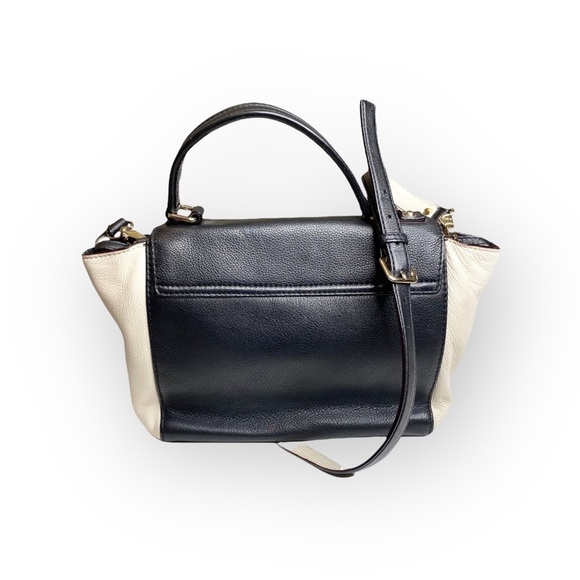 kate spade  Magnolia Park Large Colorblock Leather Satchel Bag  Black + Ivory - Picture 4 of 16